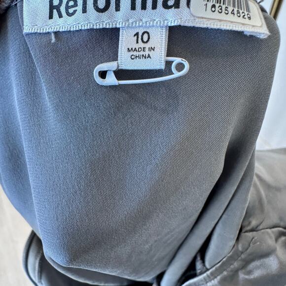 Reformation Silver Casette Silk Midi Dress Size 10 Sheath Bias Cut Designer $348 - Picture 10 of 11